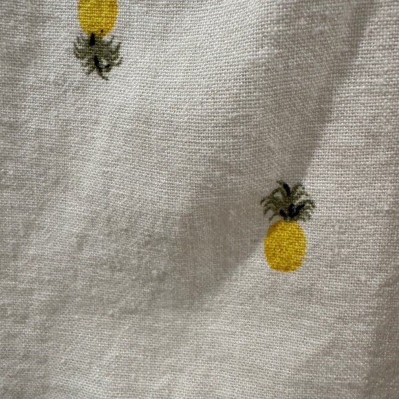 Rae Dunn Linen Blend Allover Pineapple White Button Down Collared Shirt Small - Picture 10 of 12